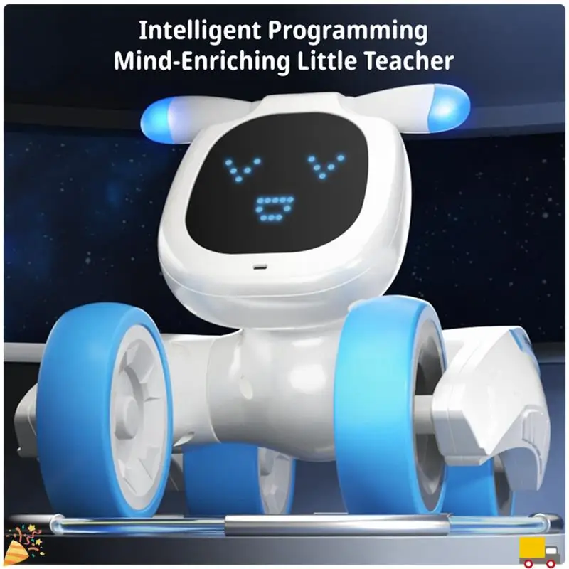 Programme pour animaux de compagnie Robot chien RC Robot danse interactif RC Robot chiot commande vocale cadeau Intelligent pour les enfants bleu