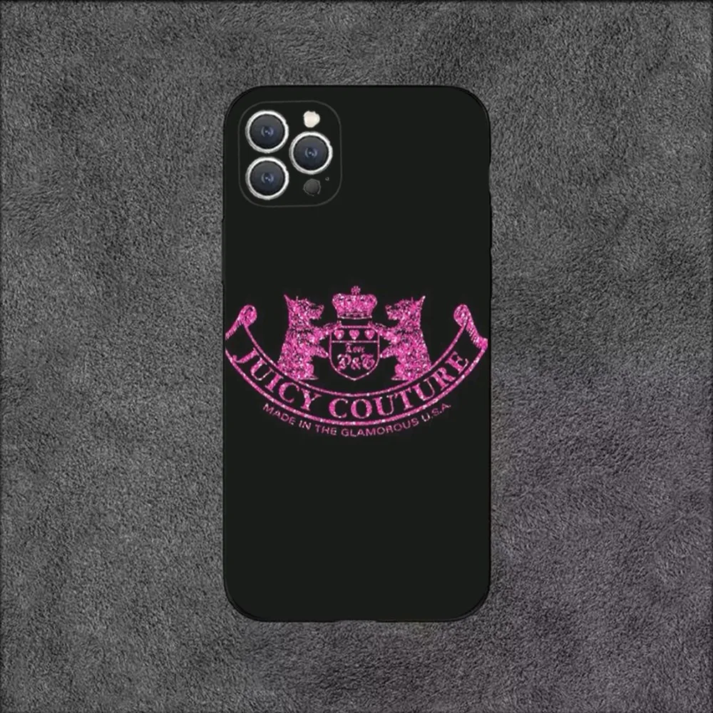Juicy C-Couture Phone Case For iPhone 16,15,14,13,12,11,Plus,Pro Max,XS,X,XR,SE,Mini,8,7 Soft Silicone Black Cover