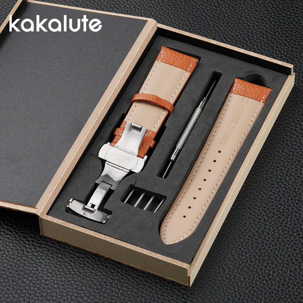 High-end Watch Bracelet 18mm 20mm 22mm for Men Women Replace Watchband with Butterfly Buckle Watch Strap with Gift Packing Box