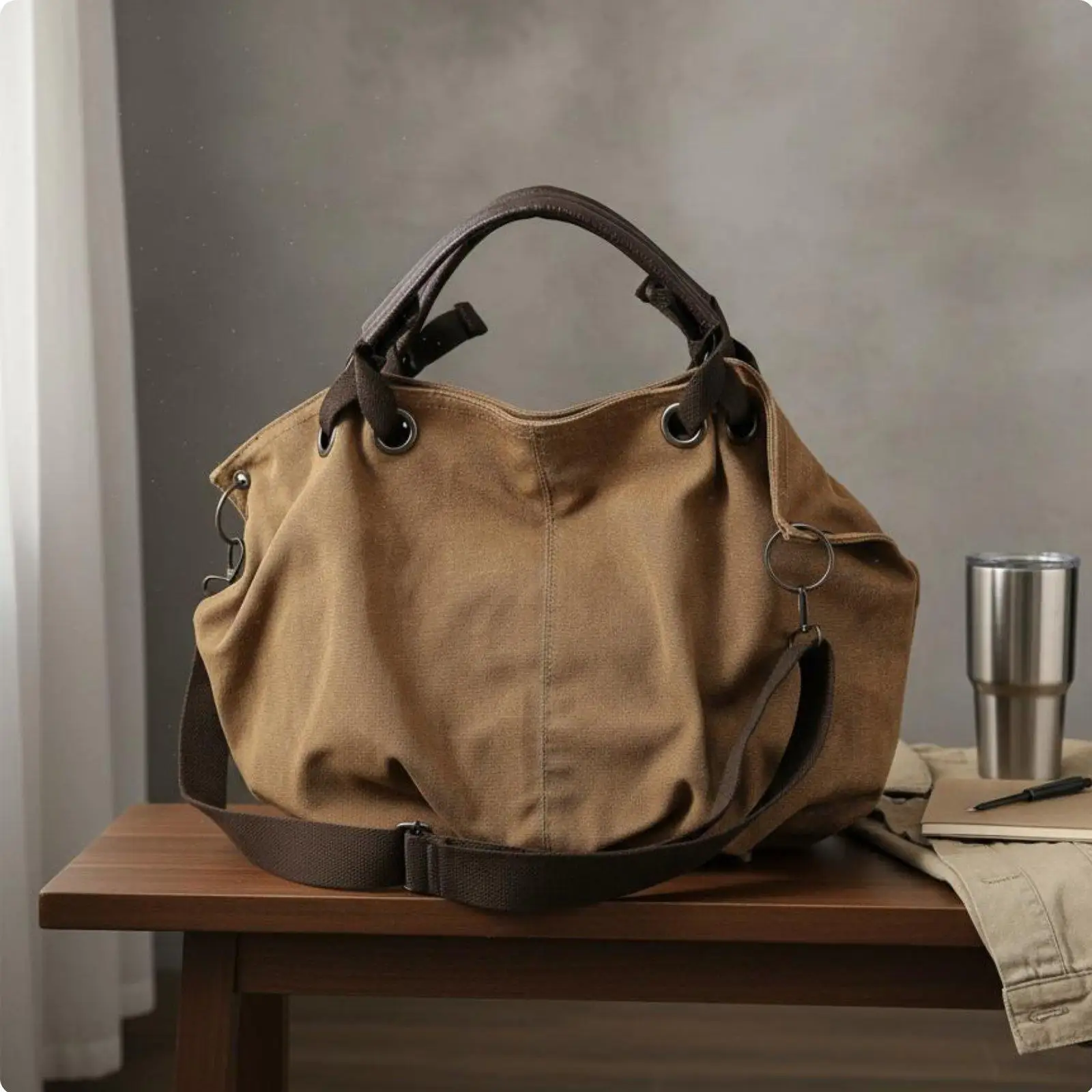 Canvas Carryall Classic American Style Large Luxury Tote Bag with Handle for Girls Work and Shopping