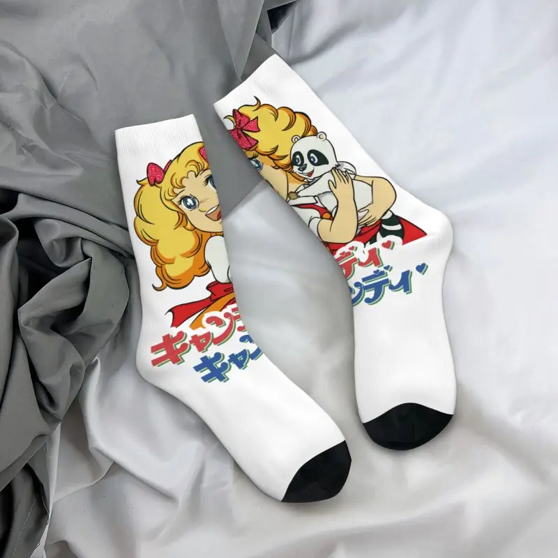 Cute Printed Candy Candy Socks for Women Men Stretchy Summer Autumn Winter Cartoon Anime Tv Crew Socks