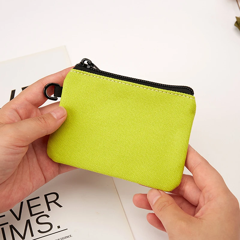 Solid Color DIY Canvas Coin Purse Zipper Mini Coin Key Bag Money Pocket Women Men Simple Coin Purse Small Wallet