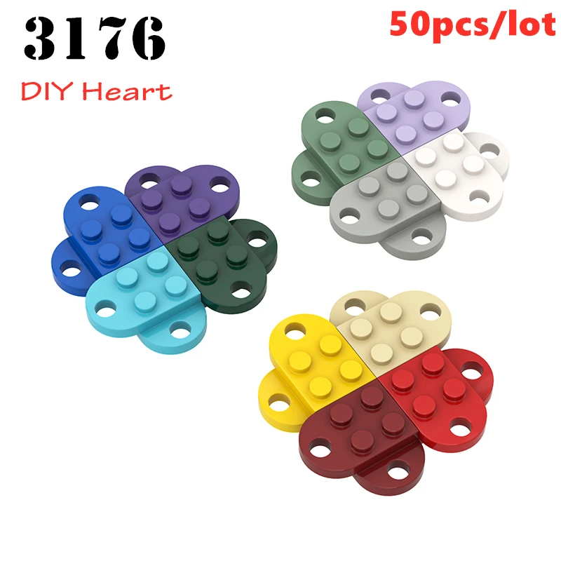 50Pcs/lot MOC Brick Parts 3176 Plate Special 3x2 with Hole Building Blocks Bricks DIY Assembles Modified Heart Model Toys Gift