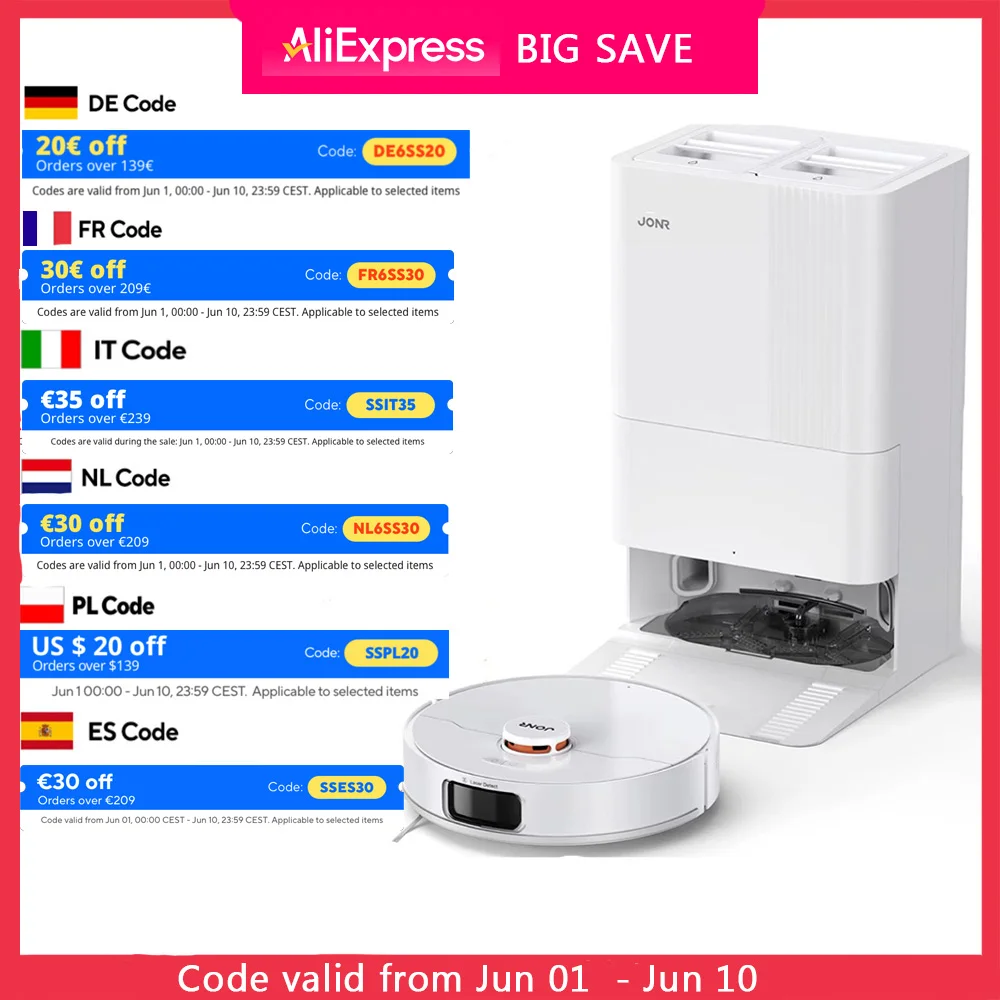 JONR Robot aspirateur P20 Pro édition internationale nettoyage aspirateur lingettes de séchage nettoyage automatique collecte de poussière Drainage eau