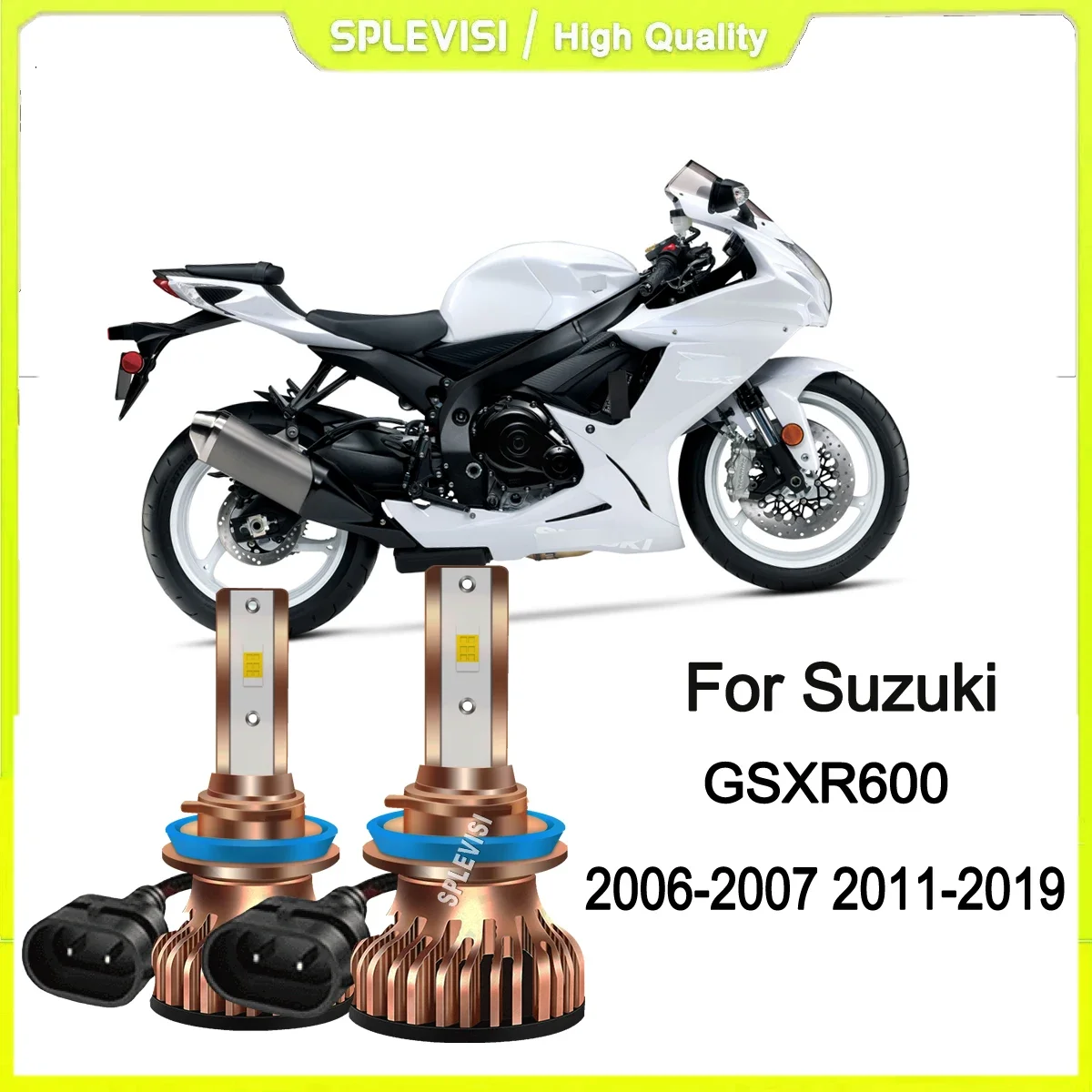 H11 H9 H8 LED Headlight High Beam Bulbs Delivering an impressive 15,000 lumens Fits For Suzuki GSXR600 2006-2007 2011-2019