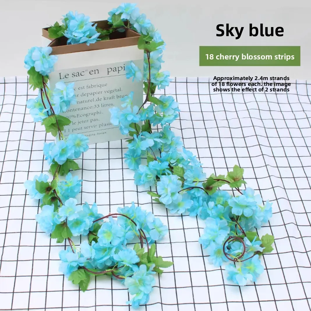 

Simulation Cherry Blossom Vine Vine Plastic Fake Flower String Air Conditioner Water Pipe Wall Winding Hanging Room Decoration