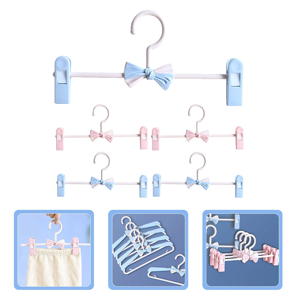 

5pcs Adjustable Pants With Clips Non-Skid Space Saving Clothes Hangers For Skirts Trousers Stretchable Jean Hangers Household