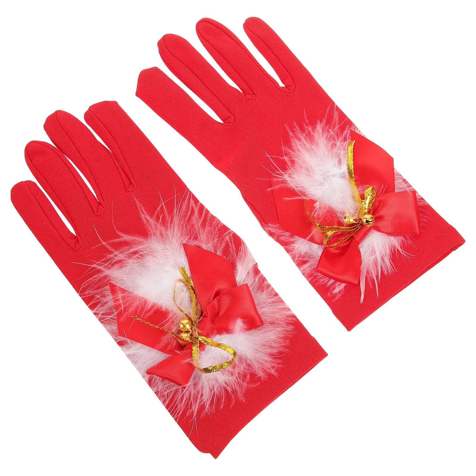 1Pair Christmas Gloves Red Short Warm Women Full Finger Winter Gloves Party Costume Holiday Christmas Party Favors
