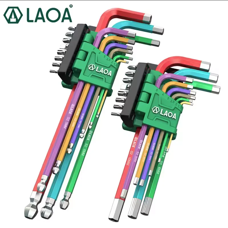 LAOA 9PC Hanging Screwdriver With an Extended Colored Hexagonal Wrench
