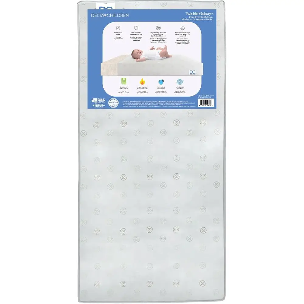 

Twinkle Dual Sided Crib and Toddler Mattr- Premium Sustainably Sourced iber Core - Waterproo - GREENGUARD Gold Certiied (Non-Tox