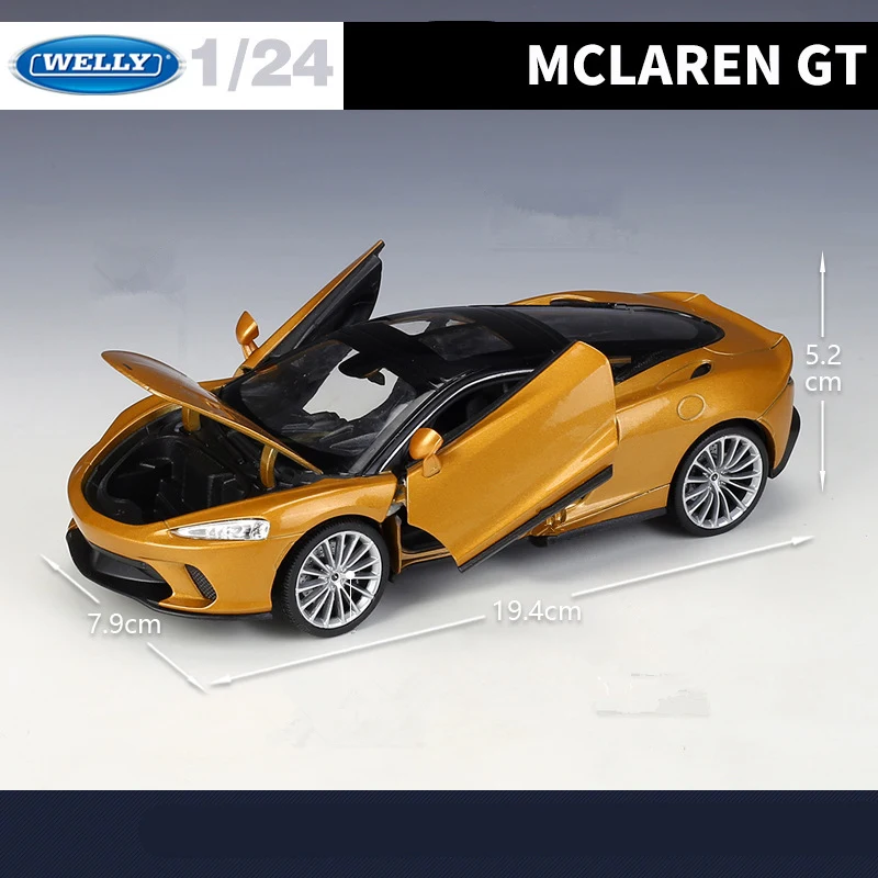 WELLY 1:24 McLaren GT Alloy Sports Car Model Diecast Metal Toy SuperCar Vehicles Model High Simulation Collection Childrens Gift