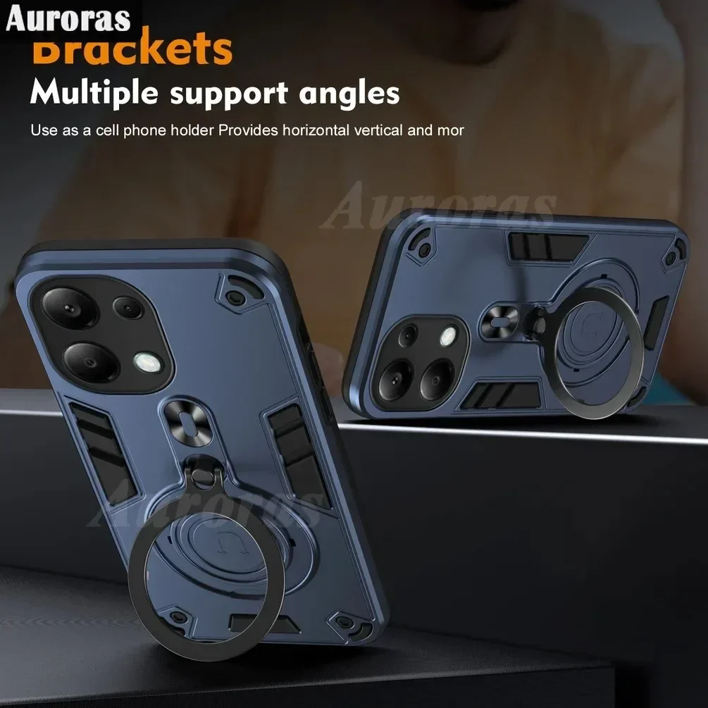 

Shockproof Case for Redmi Note 13 Pro 4G/5G Armor Phone Cover with Rotated Ring Stand for Redmi Note 13 Pro Plus