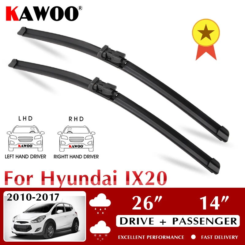 

KAWOO Wiper Front Car Wiper Blades For Hyundai IX20 2010-2017 Windshield Windscreen Front Window Accessories 26"+14" LHD RHD