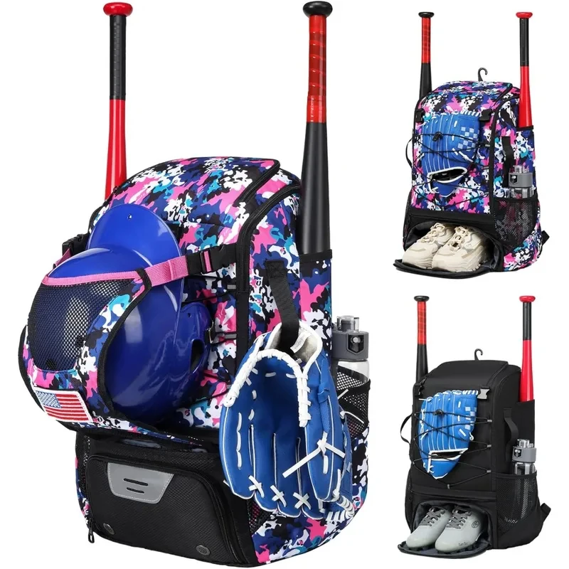 

Lightweight Softball Baseball Bat Backpack with Fence Hook Shoe Compartment Large Space Youth Adult