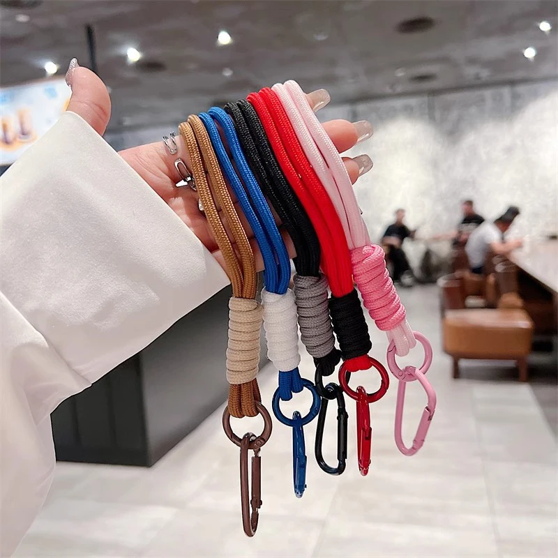 Kreative Schillernde Geflecht Seil Schlüsselbund Karabiner Schlüssel Ring Für Tasche Anhänger Zubehör Hängen Schnur DIY Schmuck Machen – Detail 5
