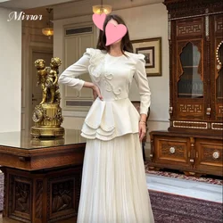 Mirror Dress Elegant Vintage Sweet Ivory Beads Pearls A-Line Ruffle Customize Formal Occasion Prom Dress Evening Party Gowns