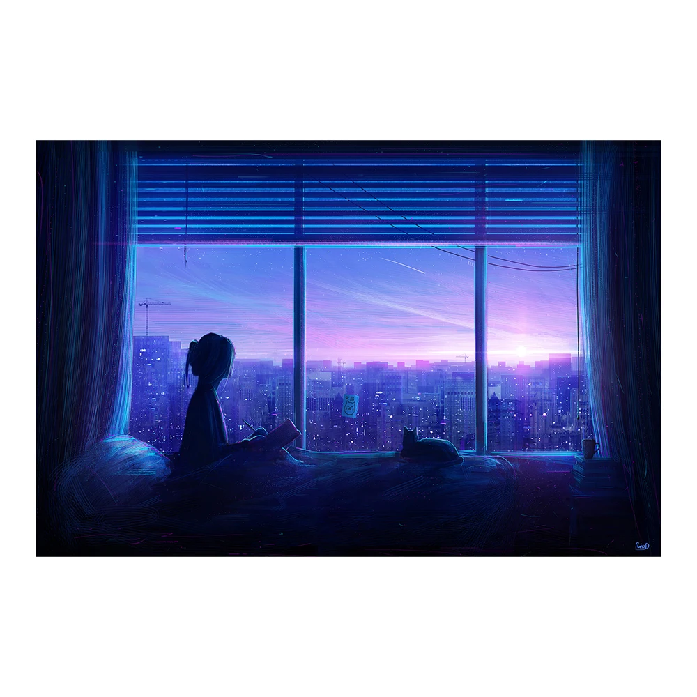 01 (38) Japan Anime Character Scenery Science Fiction Colorful Aesthetic Art Silk Cloth Poster Wall Art Home Indoor Decor Gift