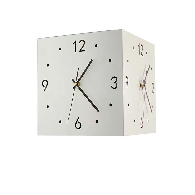 Ins Wind Corner Clock Wall Clock Living Room Creative Simple Modern Wall Clock No Punching Fashion Corner  Metal Restaurant