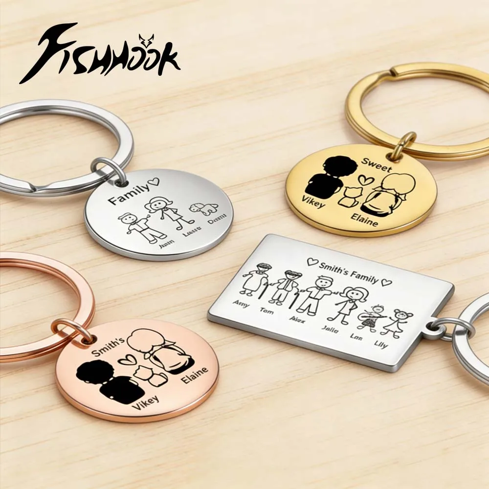 Custom Keychain for Men Women Family Key Chain Ring Personalized Name Mother Boy Girl Kid Mother Father Day Gift Stainless Steel