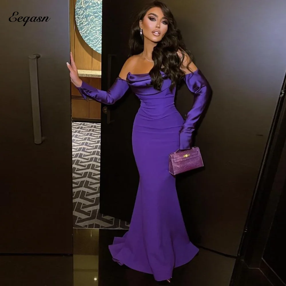 

Satin Evening Dresses Detachable Long Sleeves Mermaid Vestidos De Fiesta Special Occasions Party Dress Woman Luxury Customized