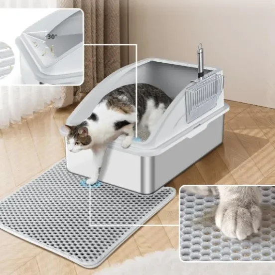 

Stainless Steel Cat Litter Box Enclosed Large Cat Toilet Deodorizing Easy To Clean Pet Supplies Anti-corrosion Cat