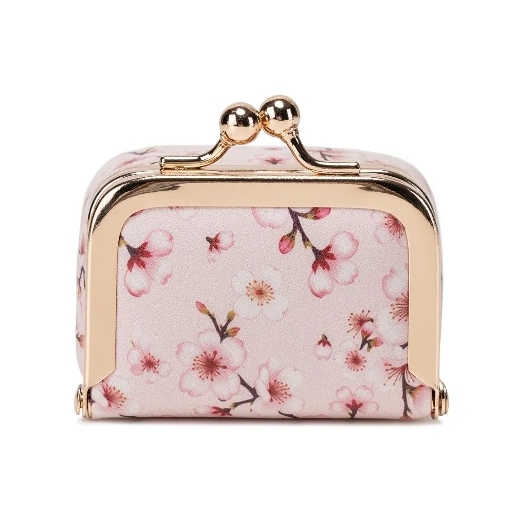 Exquisite Kiss Lock Closure Jewelry Box Mini PU Leather Coin Purse Floral Print Leopard Print Travel Storage Pouch Girl Women
