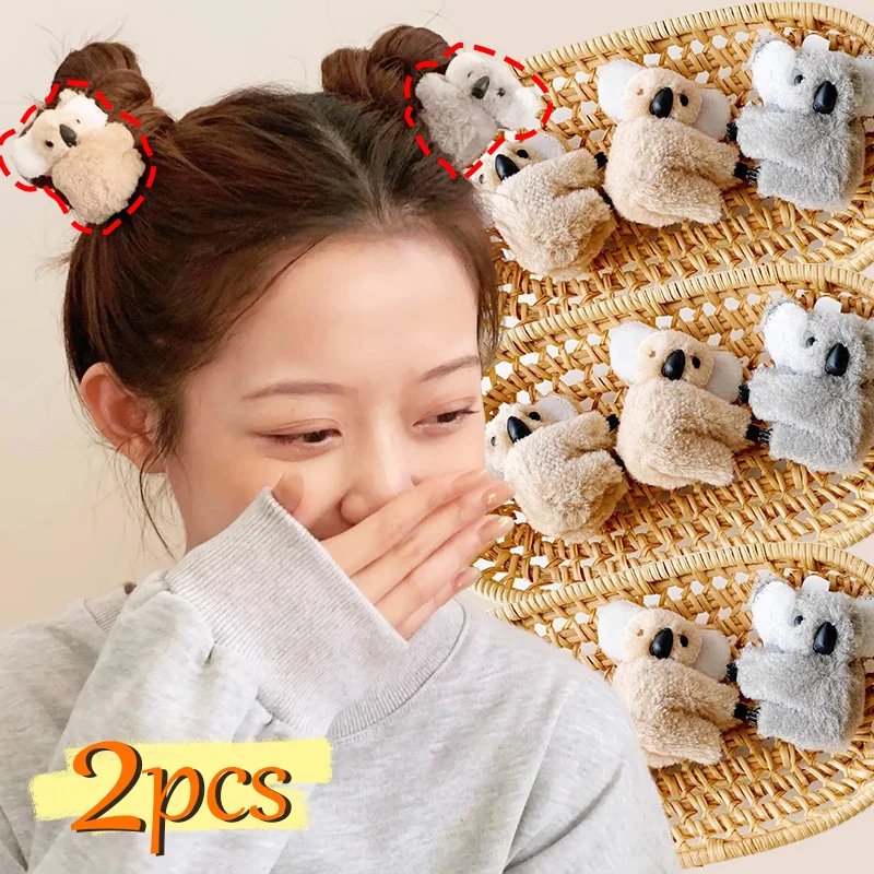 Koreański INS kreskówka piękny pluszowy Koala klamra do włosów wszechstronny słodki fajny spinki do włosów śliczny futrzany sierść zwierzęca prosty Kawaii nakrycie głowy