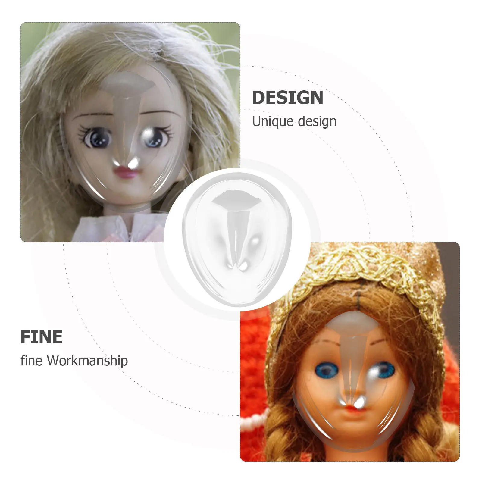 Masque de protection transparent pour modèles Bjd, 4 pièces, construction en plastique résistant, idéal pour la préservation du maquillage et l'artisanat créatif