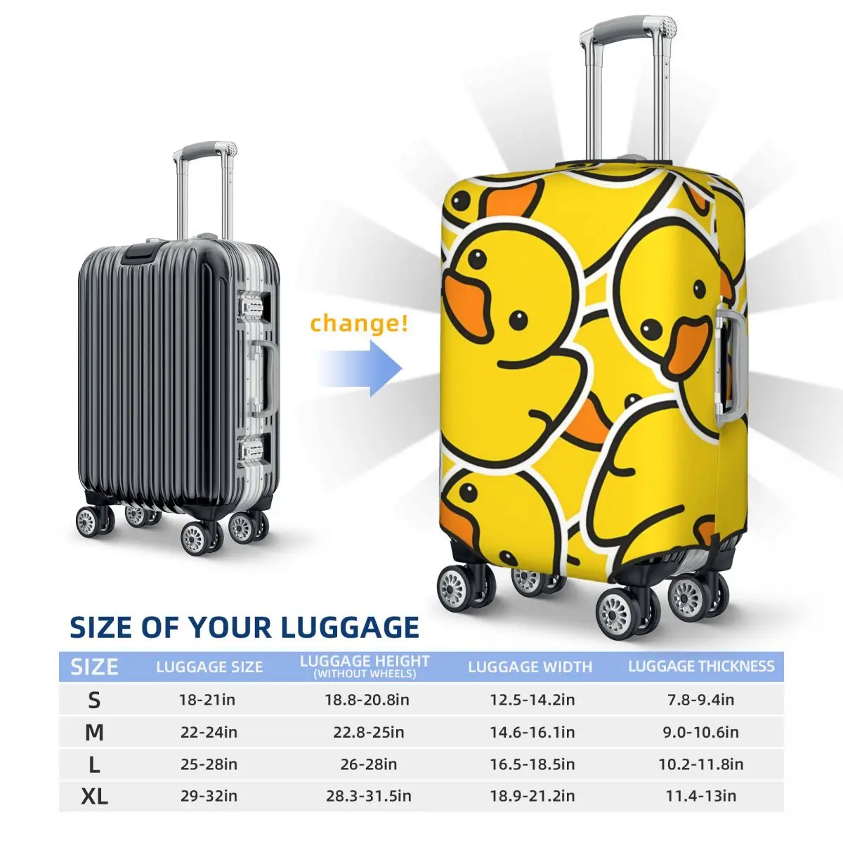 Rubber Duck Cartoon Suitcase Cover Vacation Animal Practical Luggage Case Cruise Trip Protector