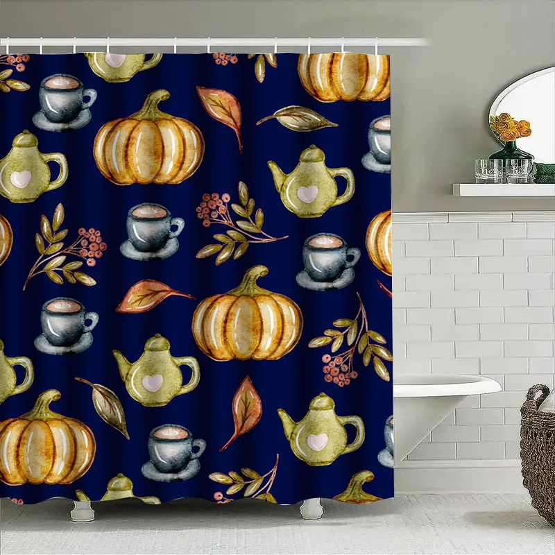 

Tuniu акварельная тыква чайная чашка занавеска для душа осенний цветочный дизайн милый декор для ванной комнаты