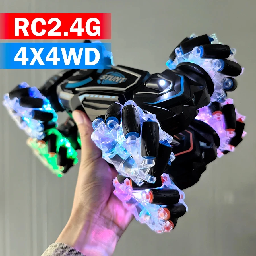 سيارة حيلة 4WD RC دوران الانجراف 2.4G سيارة لاسلكية للتحكم عن بعد للأطفال والأولاد لعبة الصوت والضوء