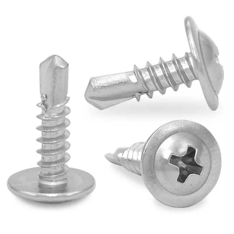 200Pcs 401 Stainless Steel Self Tapping Drilling Screw With Truss Washer Head For Metal Sheet Wood Plastic