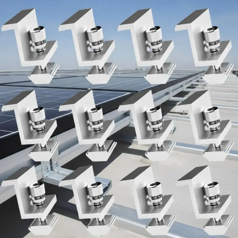Aluminum Alloy Solar Panel Mounting Clamps Corrosion Resistant 4/8/12PCS Set for Rooftop Industrial Solar System
