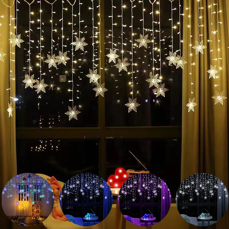 

LED Curtain Snowflake String Lights Wave Fairy Lights New Year Indoor and Outdoor Decoration Holiday Party Christmas Decoration