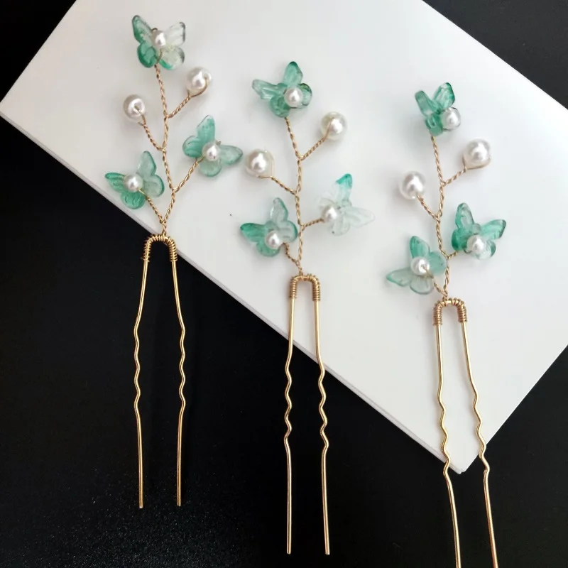 

Заколка для волос в виде бабочки, китайский костюм Хань, аксессуары для волос, U-образная винтажная заколка, ретро-украшение для волос, свадебные украшения для женщин