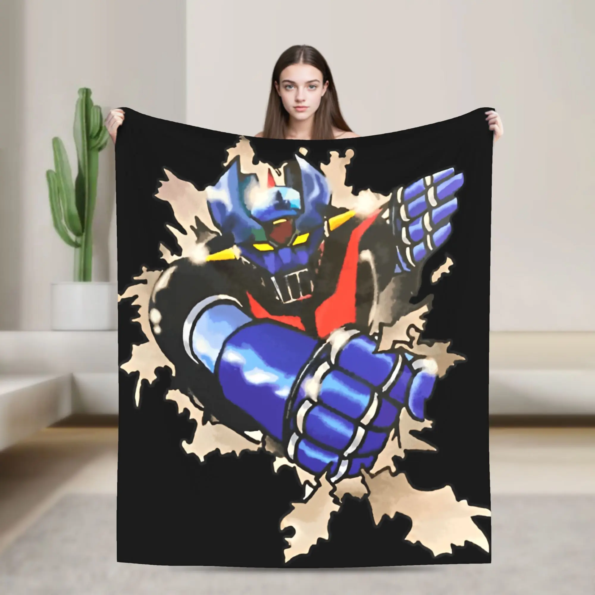 Coperta super morbida per ragazzi, biancheria da letto MazingerZ da campeggio, copriletto in flanella fuori carta per camera da letto, comoda copertura per divano letto