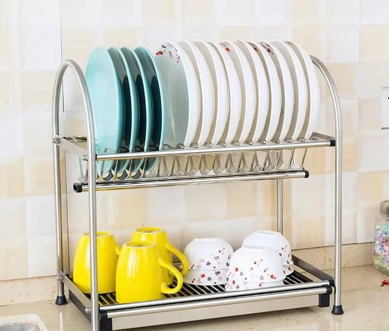 Stainless Steel Wall Mounted Dish Drying Rack Bowl Storage Shelf Kitchen Organizer Holder for Plates and Utensils Space