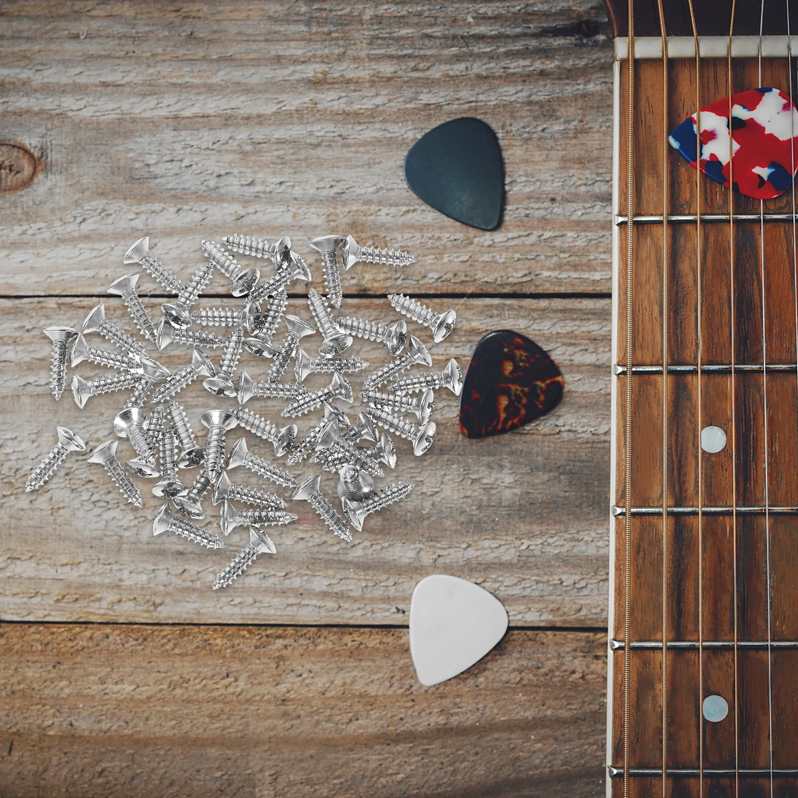

50 Pcs Guitar Screw Socket Screws Bass Parts Accessories Holder Panel Fixator Pickguard Mounting Silver Electric Hardware