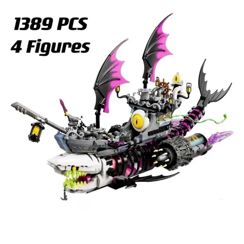 New Dream Nightmare Shark Ship Building Blocks Bricks Compatible 71469 Set Ship Monster Vehicle Creative Play Toys for Kid Gift