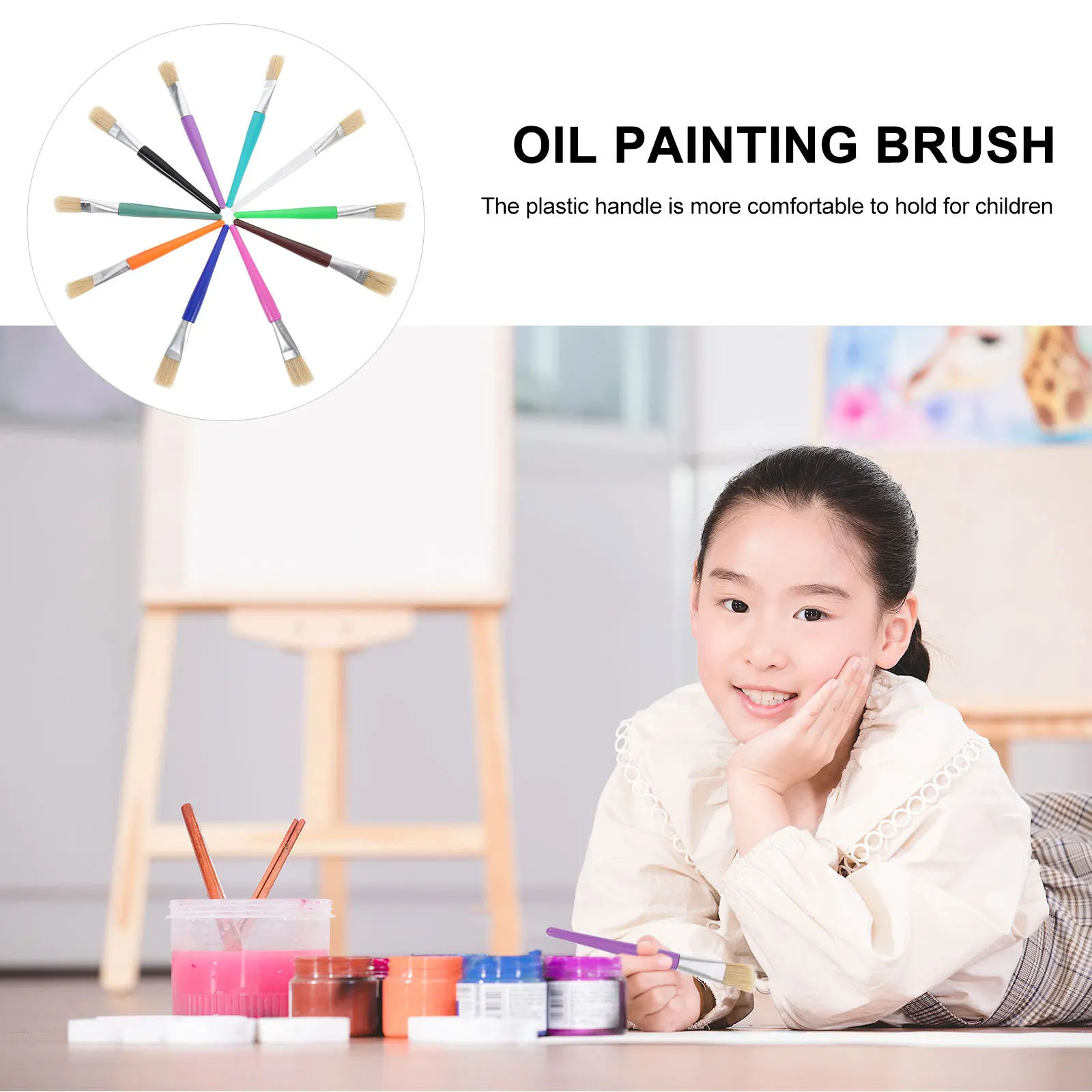 

20 Pcs Oil Paintbrush Colorful Set Kids Children's Painting Tool Paintbrushes Plastic Rod