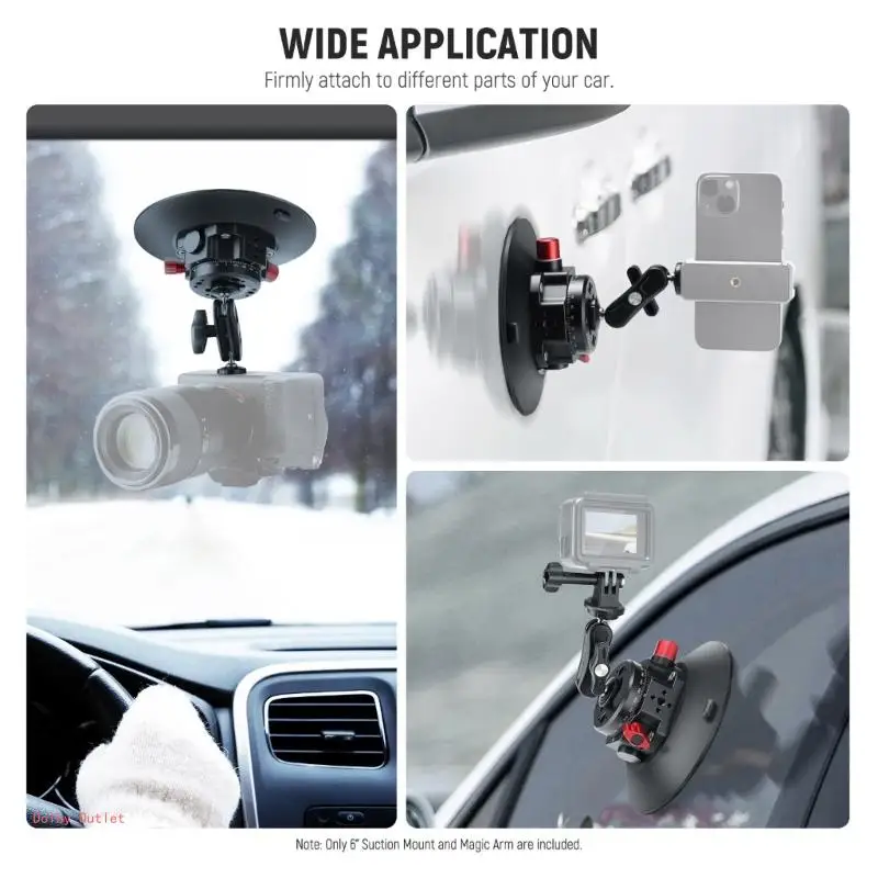 Support à ventouse en métal avec bras Flexible pour caméras téléphones, support en métal sur vitre pare-brise voiture