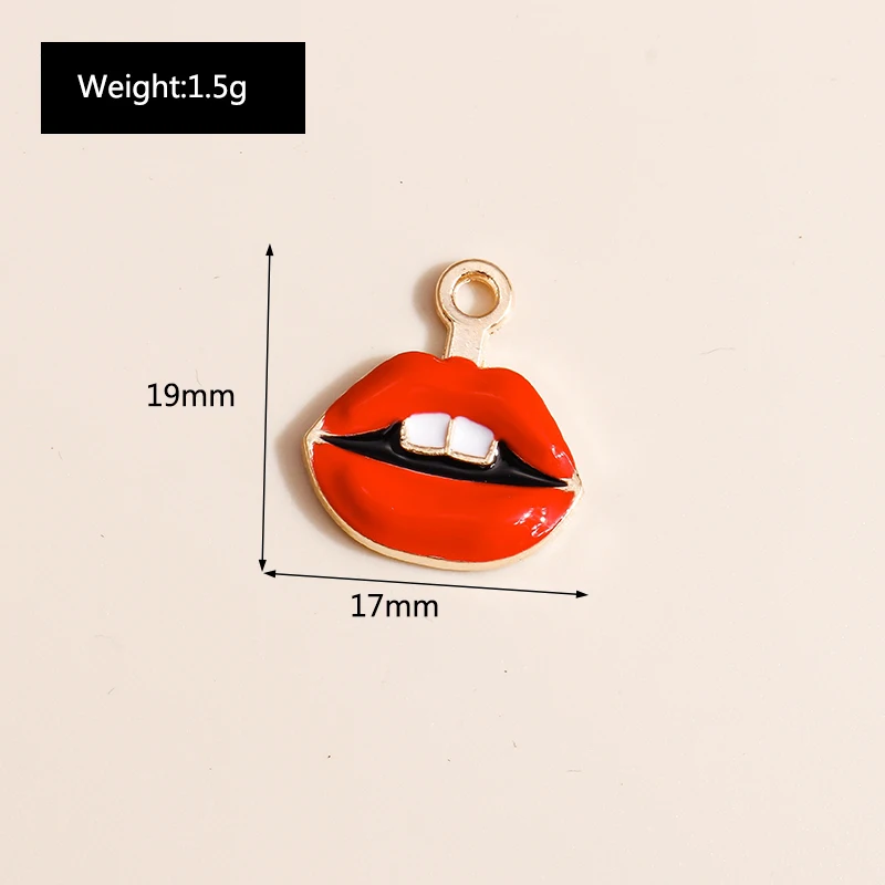 Leslie 10 Stück Mädchen süße Nagellack Lippen rote Lippenstifte Charms für Frauen Ohrringe Armband Halskette Schlüsselanhänger Schmuck Makiing DIY – Detail 14