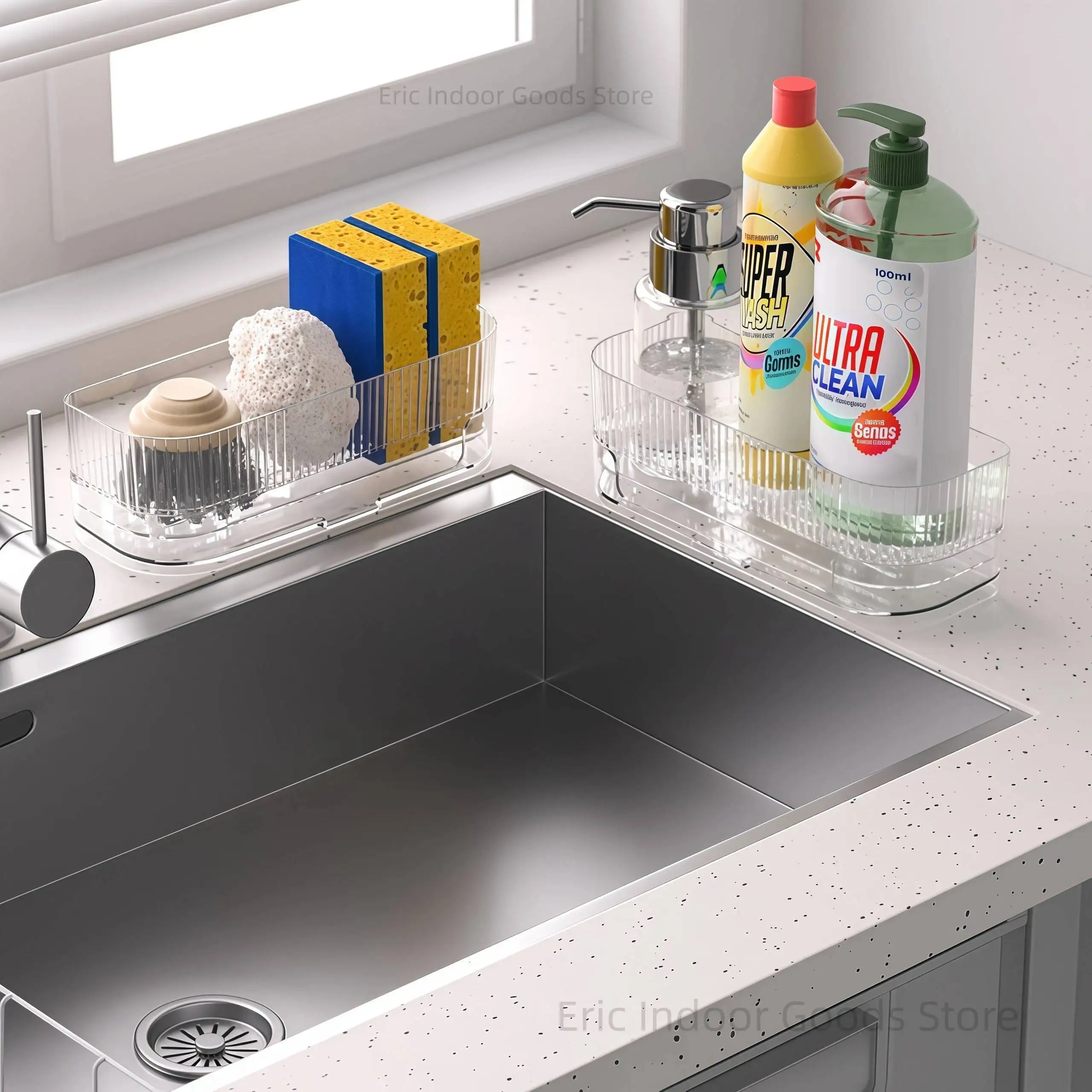 

Kitchen Sink Drain Sponge Holder Faucet Storage Soap Drainer Dish Towel Rack Shelf Organizer Bathroom Accessories