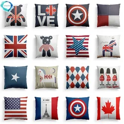American Sofa Pillow Cover 45x45 Bedside Living Room European Beige Flag Mediterranean Style Pillow British Style Cushion Cover
