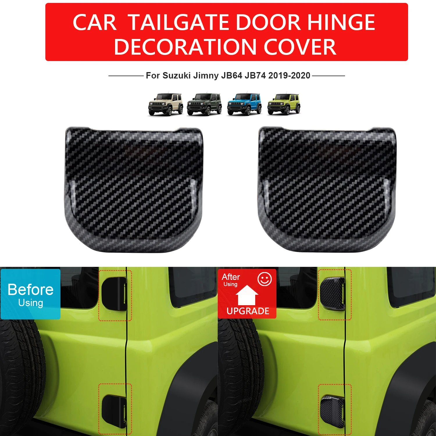 

2PCS Car Rear Tail Door Tailgate Hinge Decoration Cover Trim For Suzuki Jimny JB64 JB74 2018-2020 Styling Mouldings Accessories