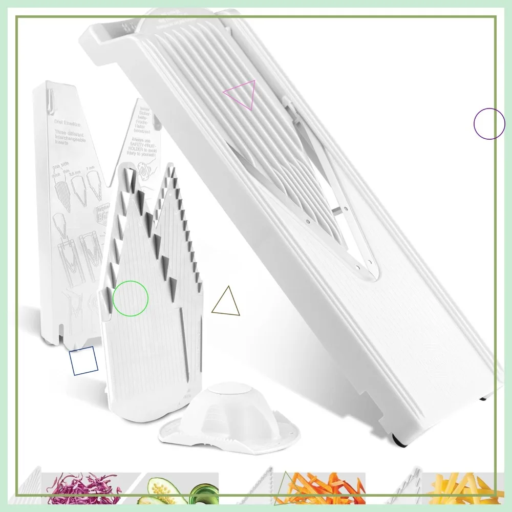 

V3 TrendLine Mandoline Starter Set (6 pcs) - Vegetable Slicer with Safety Guard, Inserts, Tray & Multibox in White