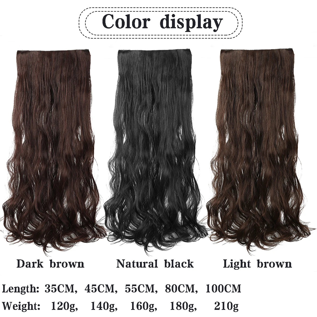 Extensions de cheveux synthétiques à 5 clips pour femmes, faux cheveux naturels, postiche de coiffure longue droite, noir, marron, blond, 45cm-100cm