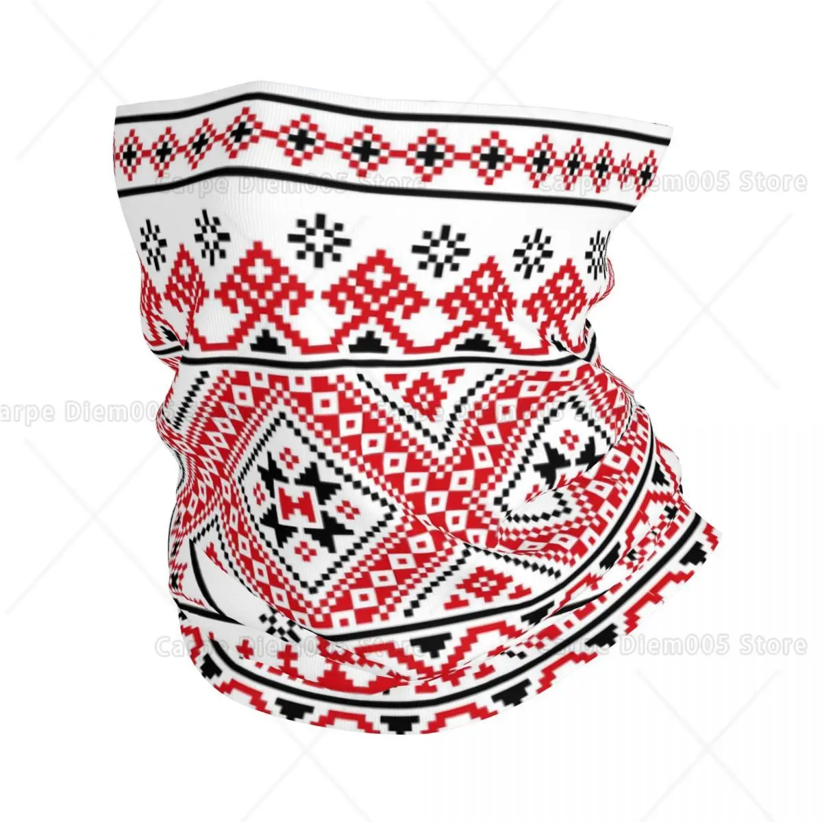 

Традиционный красно-белый этнический шарф-бандана с народным принтом, дышащий, многофункциональный головной убор для рыбалки и велоспорта