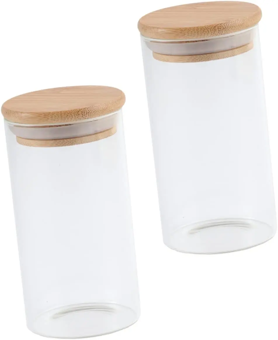 2pcs Sealed Jar Glass Food  Containers Glass Bottle Pasta Containers  Kitchen Containers Glass Candy Jar Tea Lid Glass Jar Coars