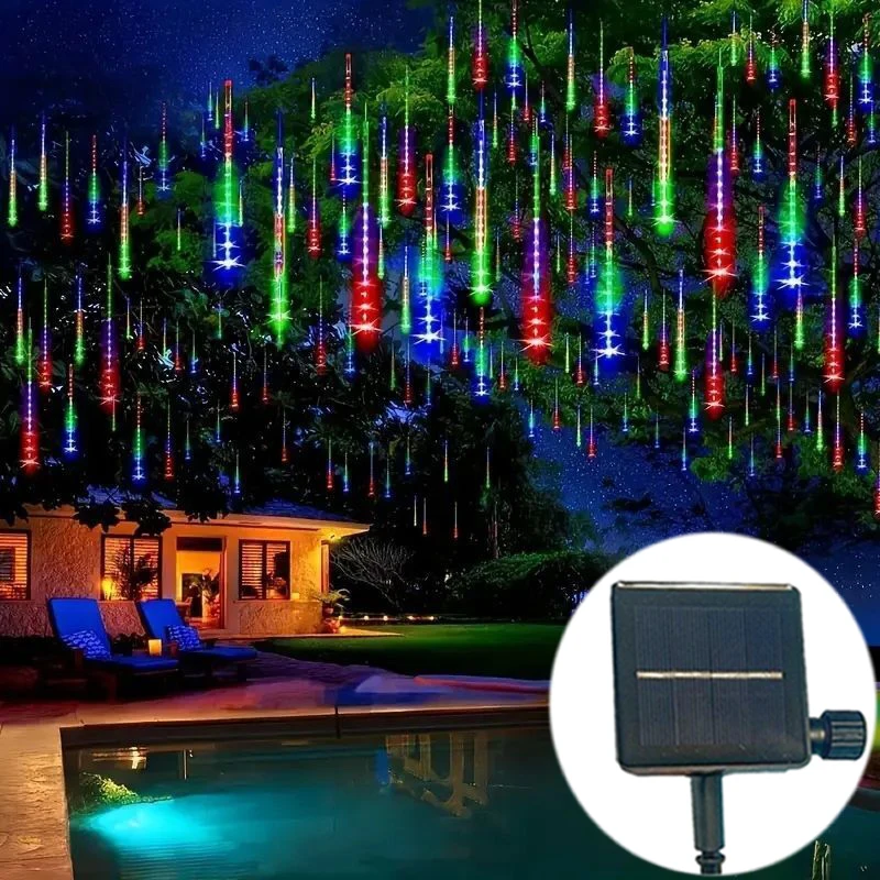 

Outdoor Solar Meteor Shower LED String Lights Street Garland Holiday Lamp Decoration, Wedding, Christmas Party Decoration